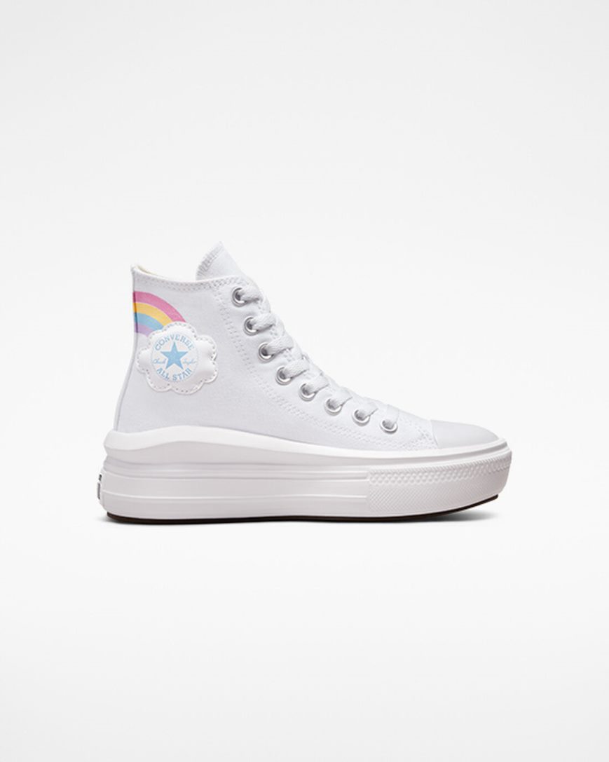 Topanky Na Platforme Converse Chuck Taylor All Star Move Rainbow Cloud Vysoke Dievcenske Biele Modre Ruzove | SK CRLBW4